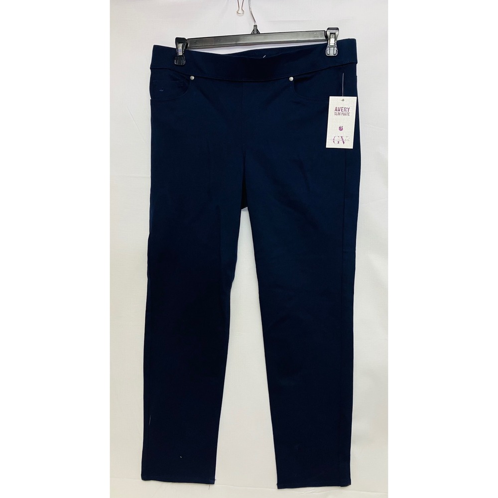 Gloria Vanderbilt Avery Slim Ponte Pants Womens 16 Navy Blue New Slimming Effect
